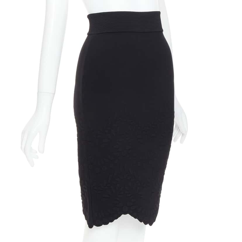 Alexander McQueen Jacquard Pencil Skirt Black Viscose Very good condition - Inside View