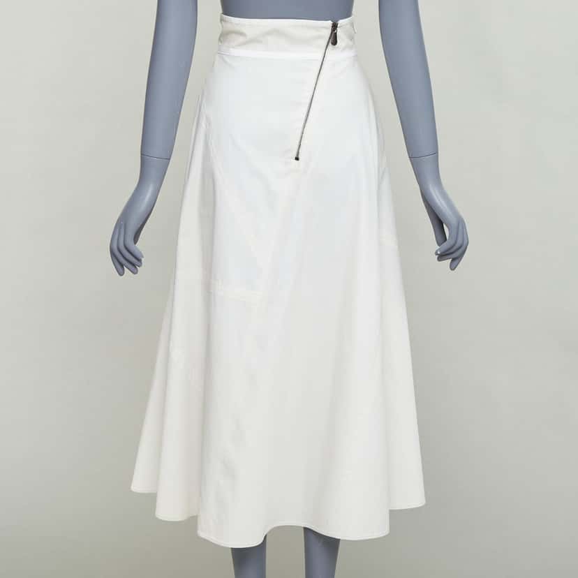 Bottega Veneta Diagonal Zip Skirt Grey Cotton Good condition - Box View
