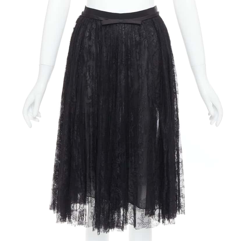 Giambattista Valli Lace Bow Skirt Black Viscose Very good condition - Front View