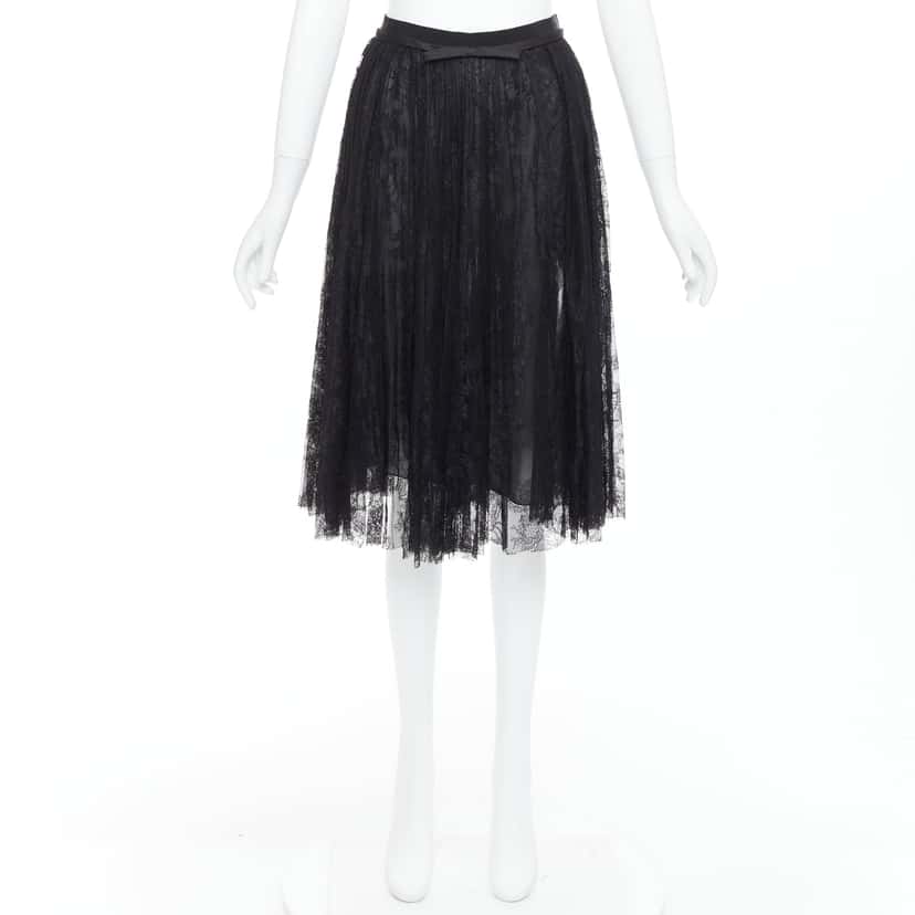 Giambattista Valli Lace Bow Skirt Black Viscose Very good condition - Back View
