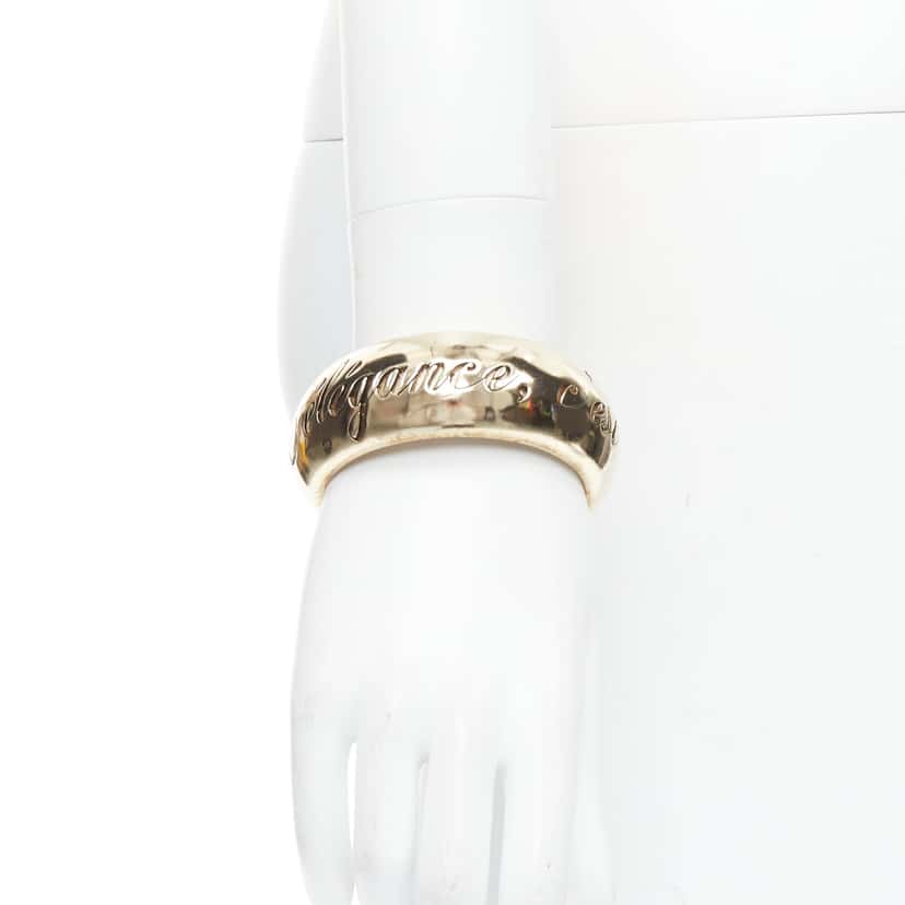 Chanel Script Metal Bangle Bracelet Gold Metal Good condition - Front View