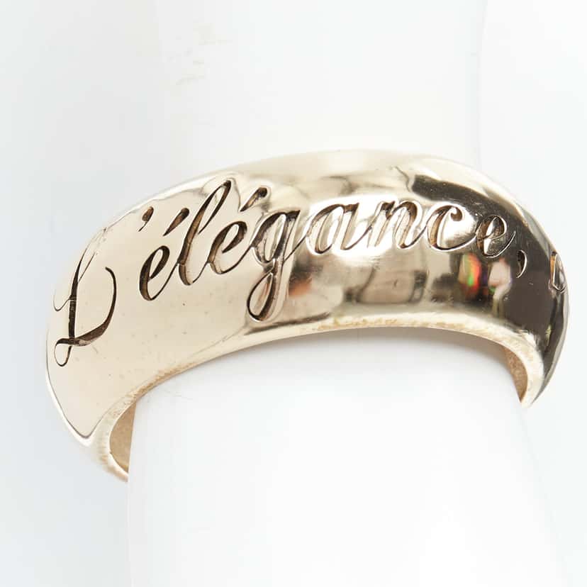 Chanel Script Metal Bangle Bracelet Gold Metal Good condition - Back View