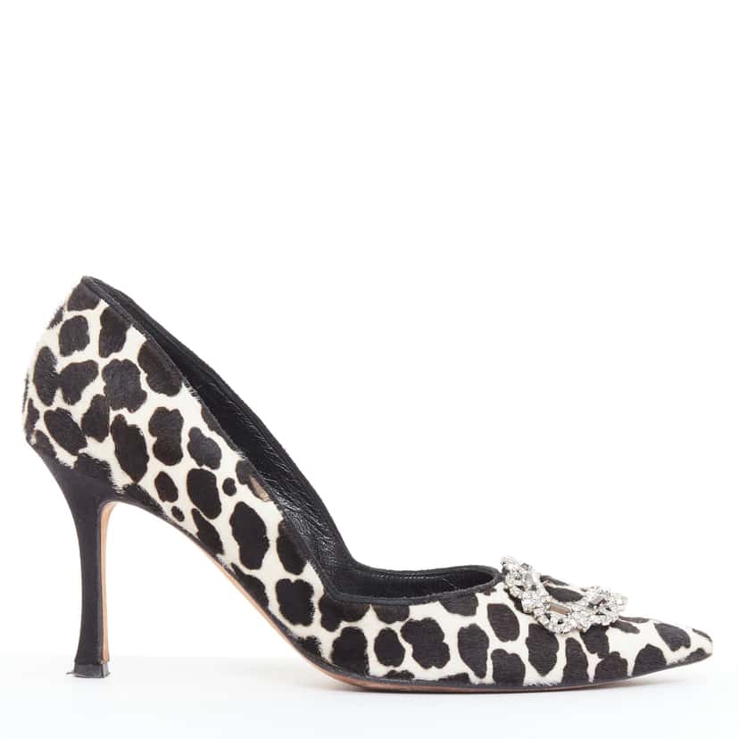 Manolo Blahnik Cow Spot Pumps Black Leather Very good condition - Back View