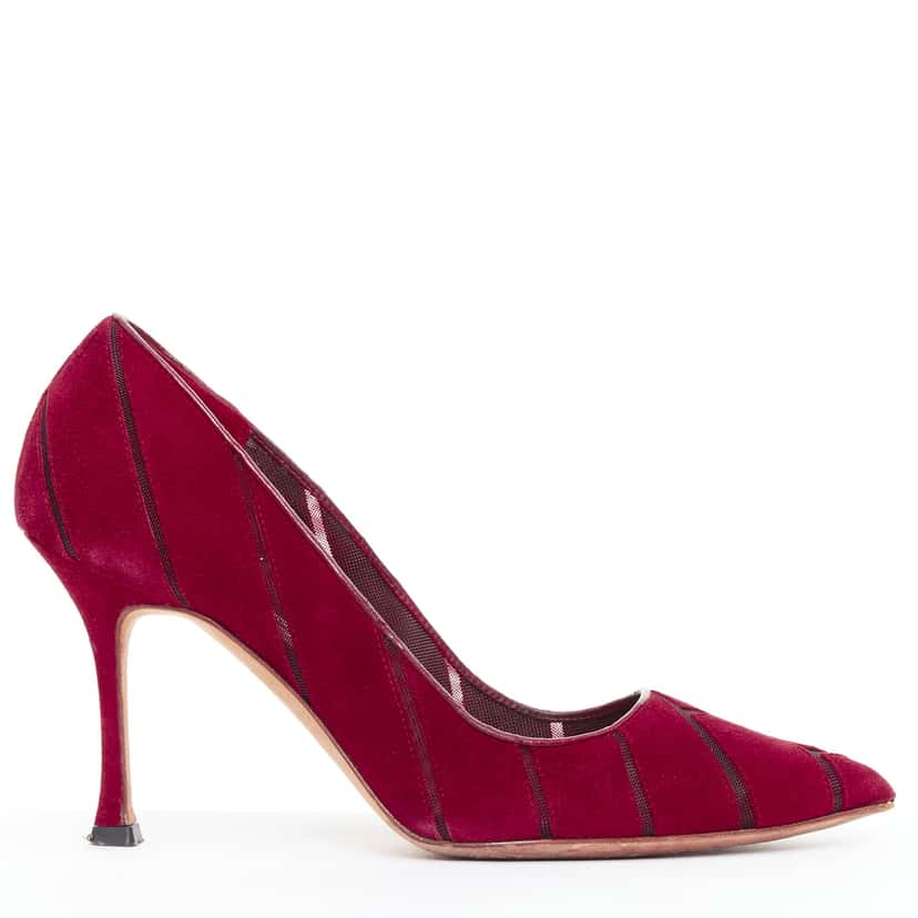 Manolo Blahnik Nadira Burgundy Suede Good condition - Front View