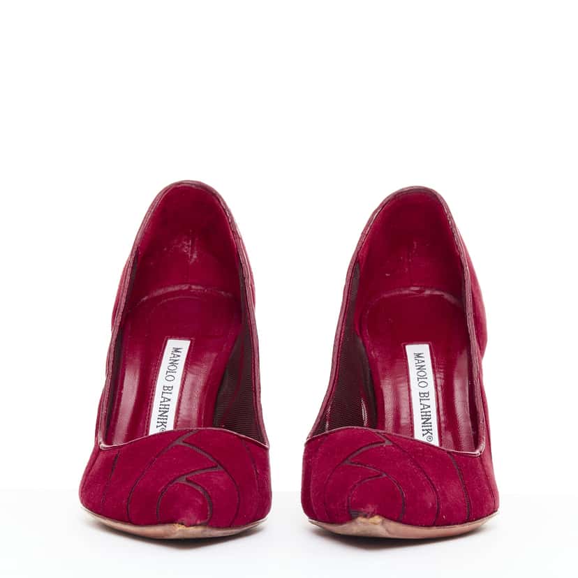 Manolo Blahnik Nadira Burgundy Suede Good condition - Inside View