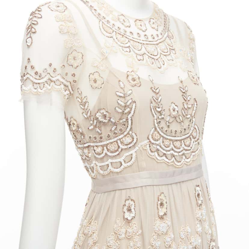 Needle & Thread Sequins Gown Dress Beige Good condition - Back View