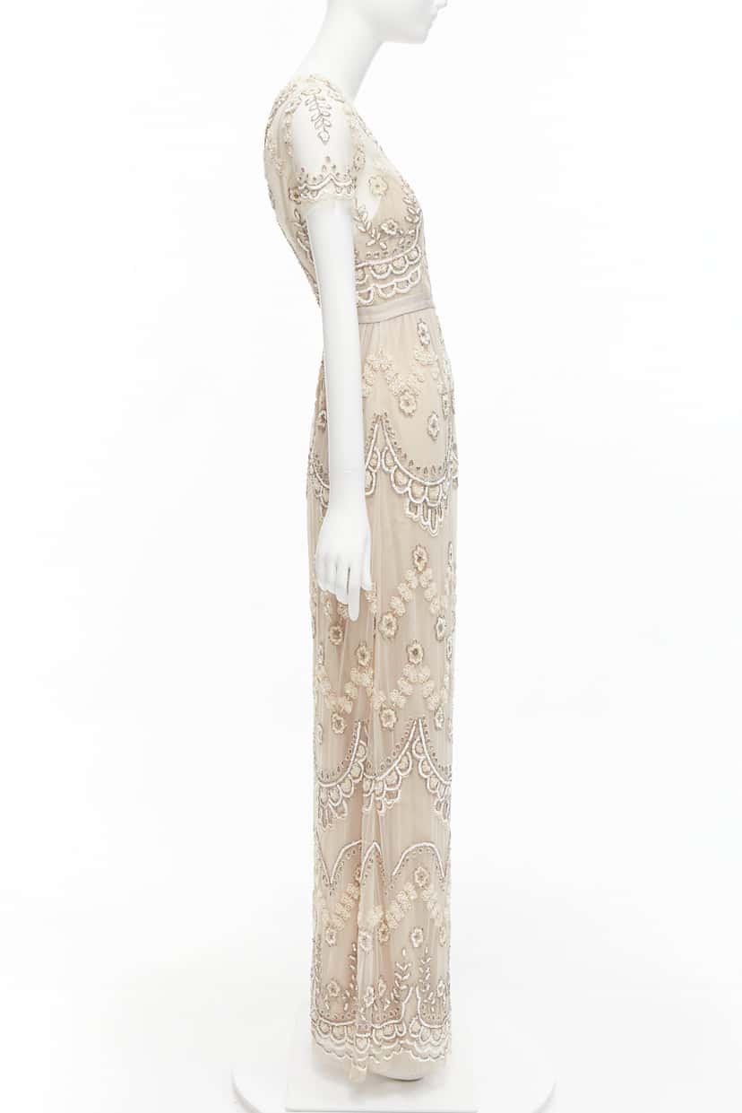 Needle & Thread Sequins Gown Dress Beige Good condition - Model View