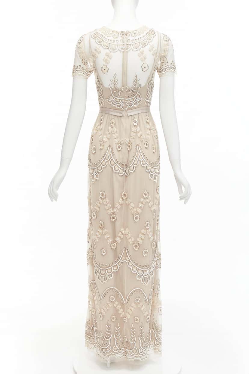 Needle & Thread Sequins Gown Dress Beige Good condition - Box View