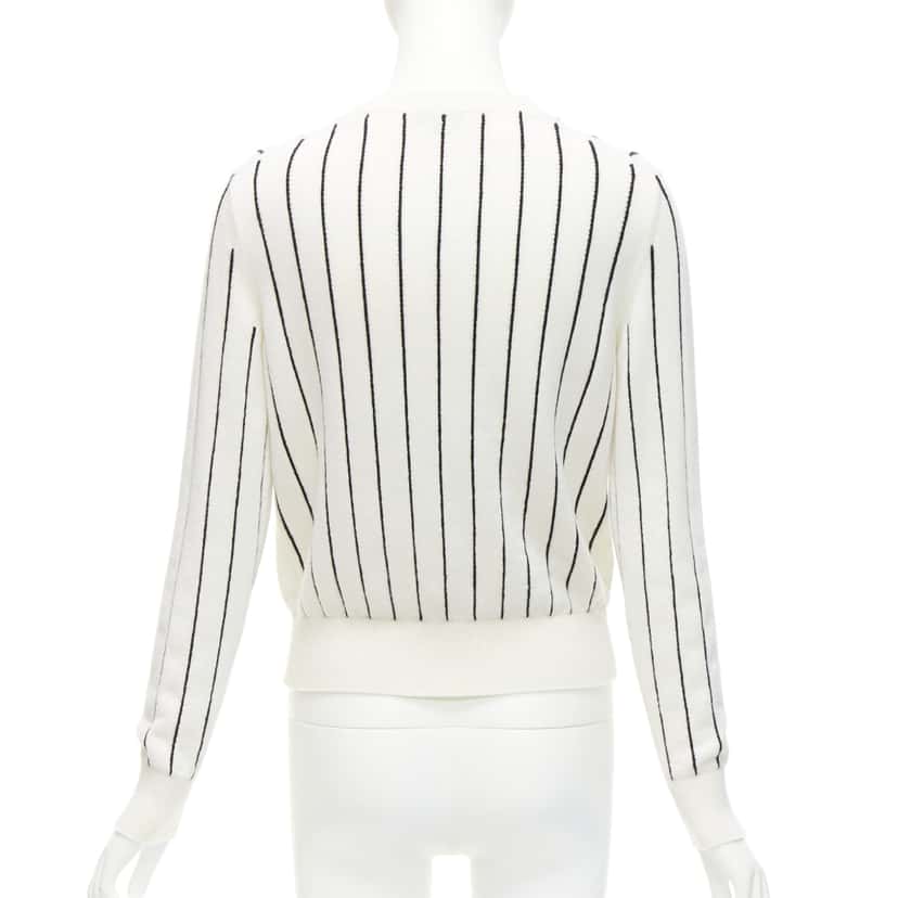 Chanel Striped Varsity Sweater White Cashmere Never worn - Box View