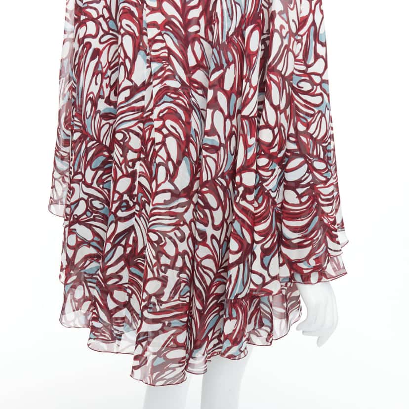 Giambattista Valli Abstract Cape Dress Burgundy Silk Never worn, with tag - Back View