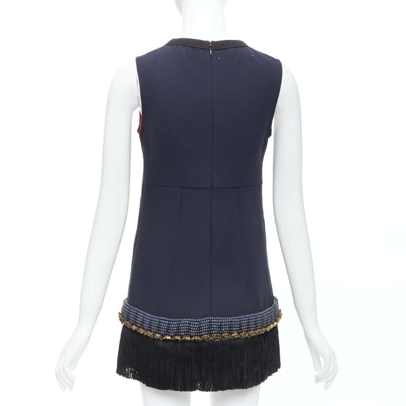 Marni Fringe Tunic Dress Navy Polyester Very good condition - Box View