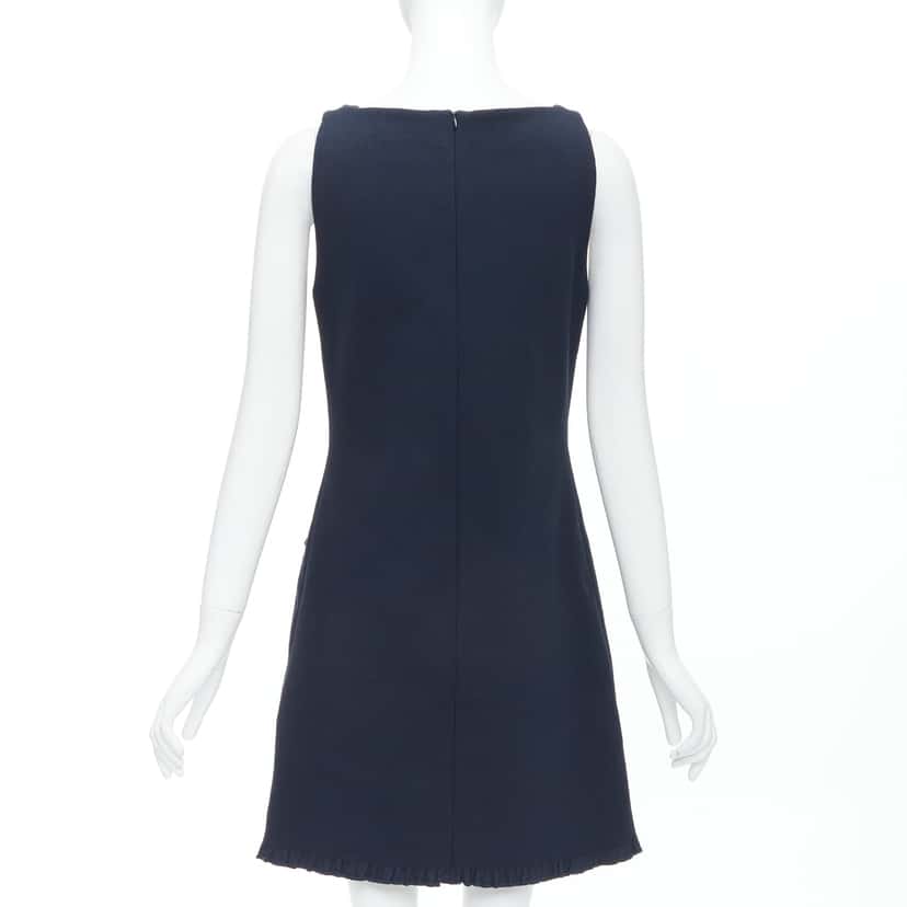 Lanvin Rhinestone Ribbon Dress Navy Cotton Very good condition - Box View