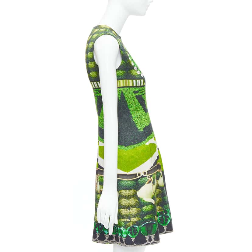 Mary Katrantzou Heart Garden Dress Green Viscose Never worn - Model View