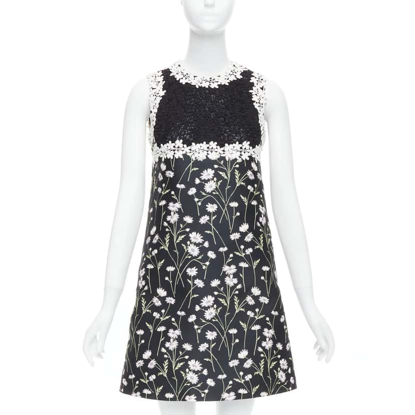 Giambattista Valli Lace Bodice Dress Black Polyester Never worn - Front View