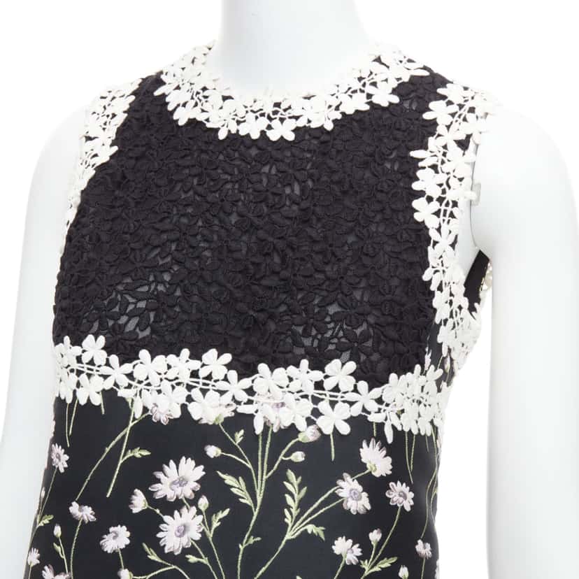Giambattista Valli Lace Bodice Dress Black Polyester Never worn - Back View