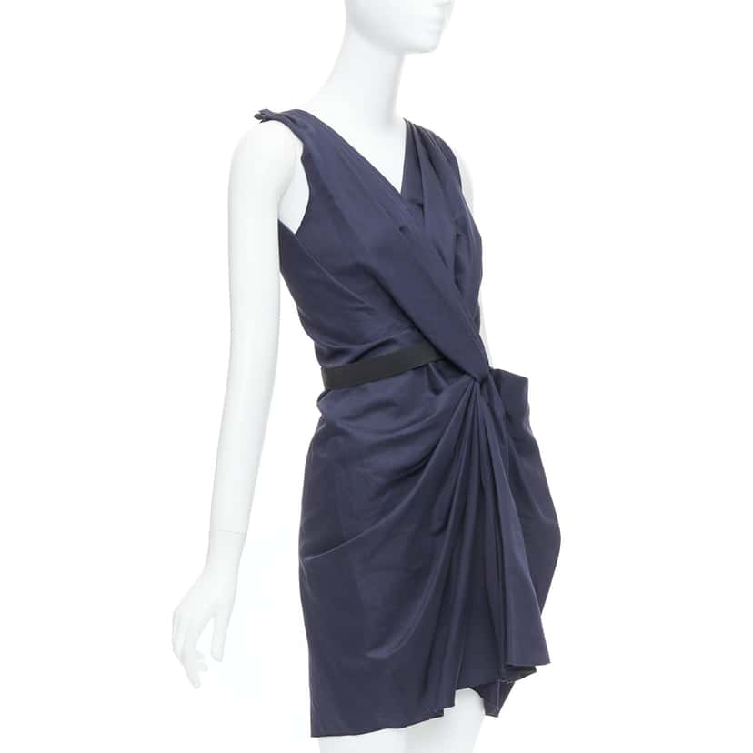 Lanvin Belted Mini Dress Navy Polyester Very good condition - Inside View