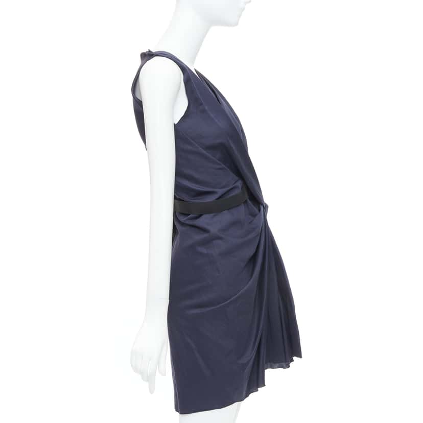 Lanvin Belted Mini Dress Navy Polyester Very good condition - Model View