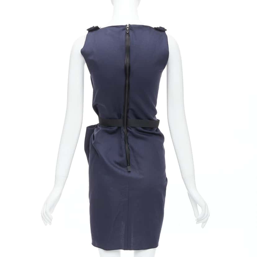 Lanvin Belted Mini Dress Navy Polyester Very good condition - Box View