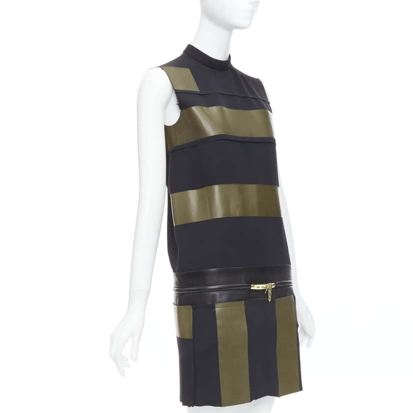 Celine Leather Stripe Dress Black Leather Very good condition - Inside View