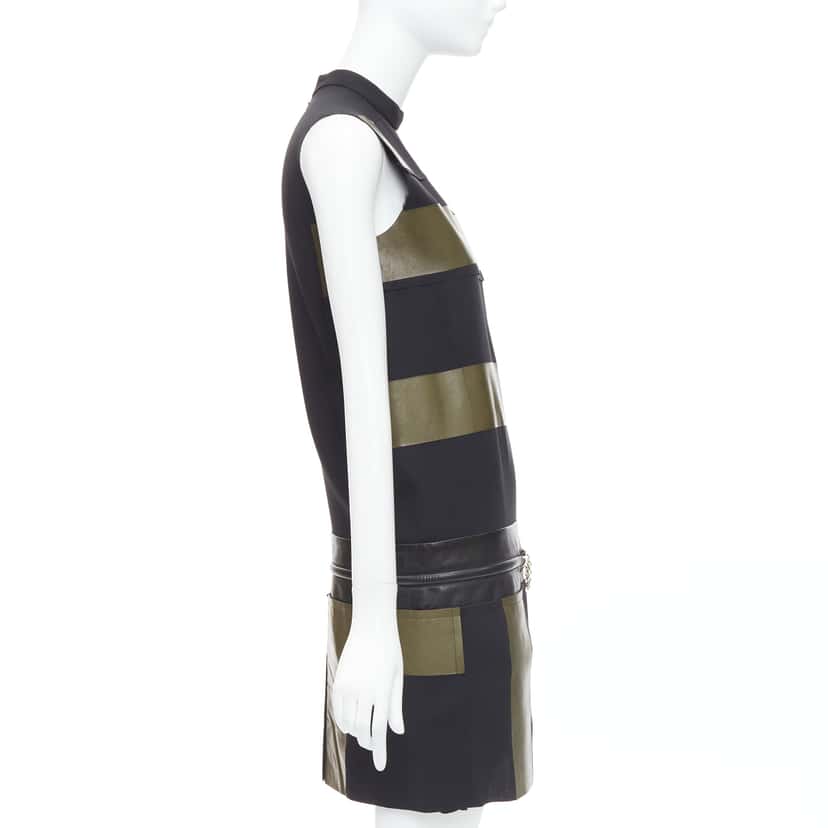 Celine Leather Stripe Dress Black Leather Very good condition - Model View