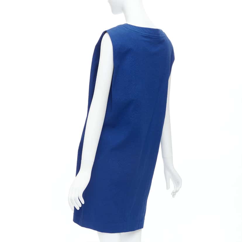 Hermès Pleated Shift Dress Blue Cotton Good condition - Box View