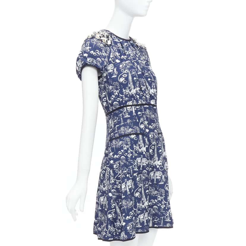 Louis Vuitton City Print Dress Navy Viscose Very good condition - Inside View