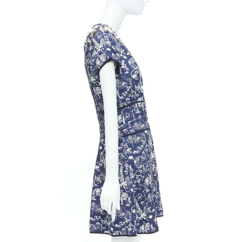 Louis Vuitton City Print Dress Navy Viscose Very good condition - Model View