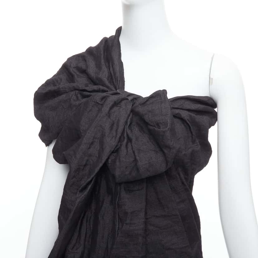 Lanvin One Shoulder Bow Dress Black Polyester Never worn - Back View