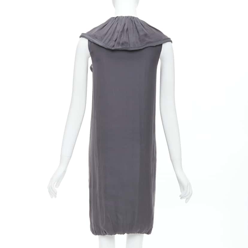 Lanvin Ruffle Collar Dress Grey Polyester Good condition - Box View