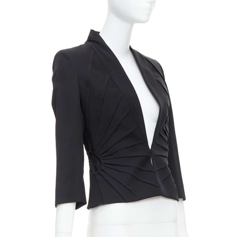 Alexander McQueen Black Pleated Dart Blazer Black Wool Never worn - Inside View