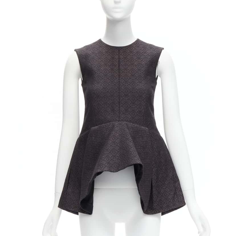 Celine Jacquard Peplum Top Black Cotton Never worn - Inside View
