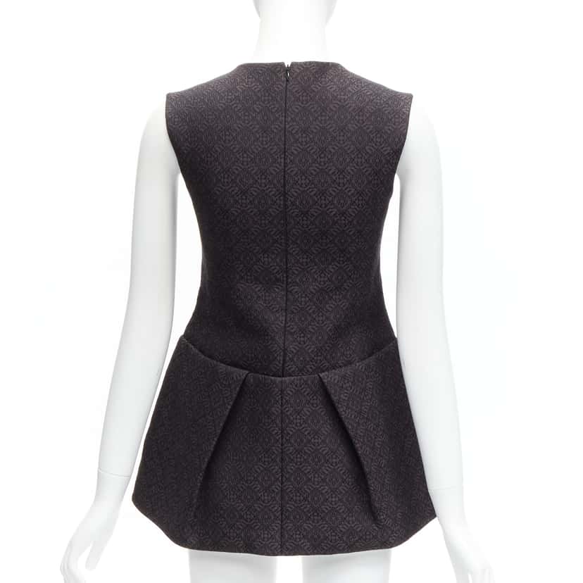 Celine Jacquard Peplum Top Black Cotton Never worn - Box View