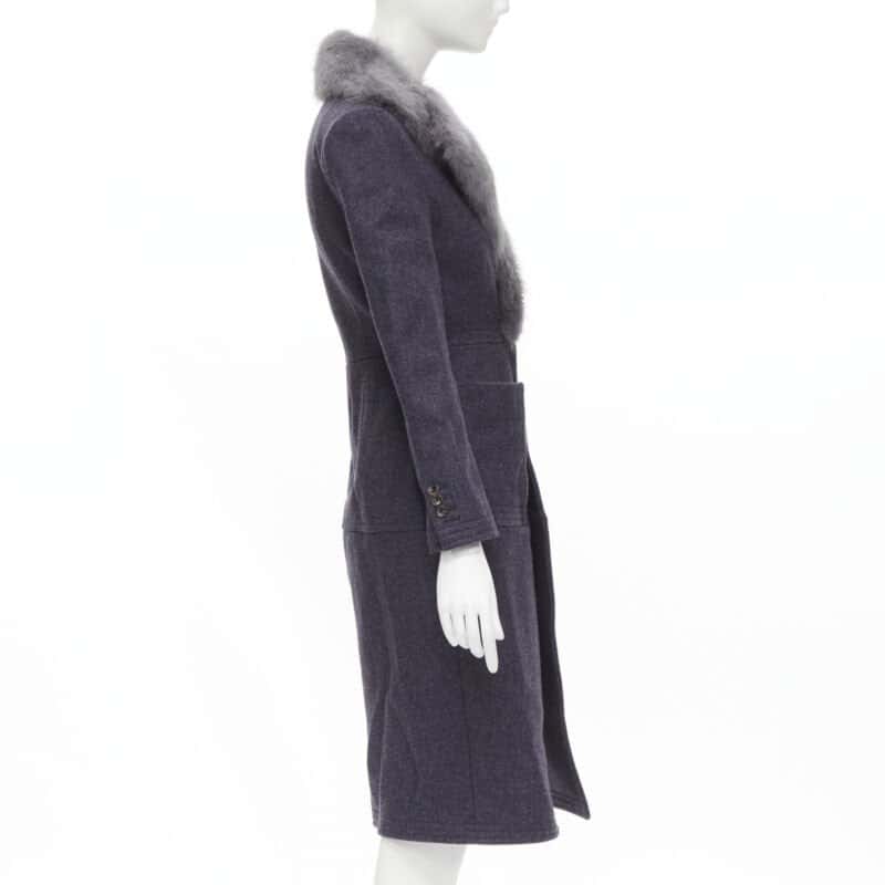Thom Browne Grey Fur Collar Coat Grey Wool Never worn - Box View