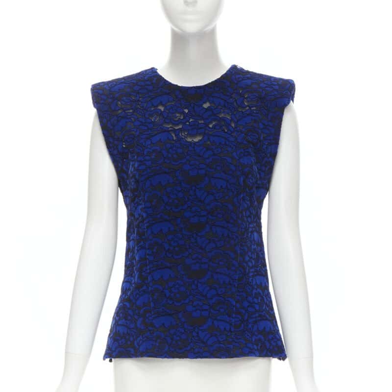 Louis Vuitton Velvet Lace Vest Blue Velvet Never worn, with tag - Front View