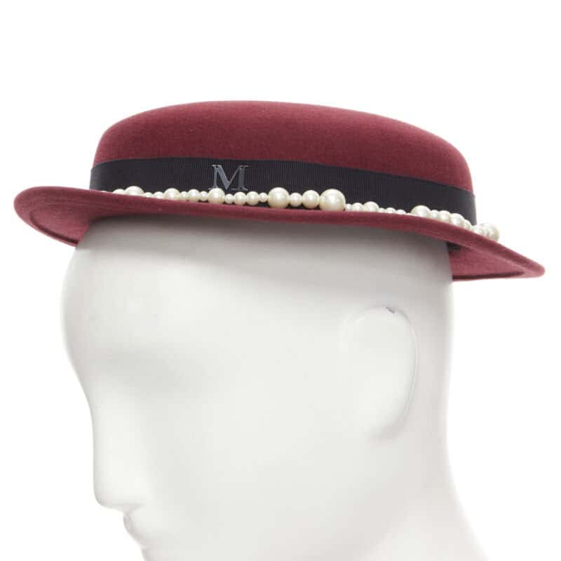 Maison Michel Red Wool Fedora Burgundy Wool Never worn, with tag - Back View