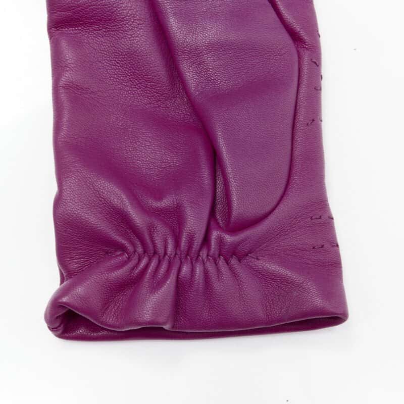 Hermès Green Medor Gloves Purple Leather Never worn - Box View