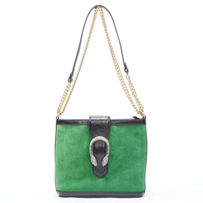 Gucci Applique Chain Bag Green Suede Very good condition - Front View