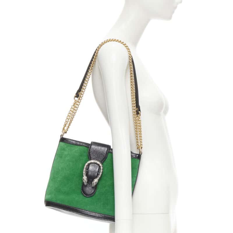 Gucci Applique Chain Bag Green Suede Very good condition - Back View