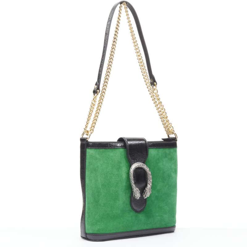 Gucci Applique Chain Bag Green Suede Very good condition - Inside View