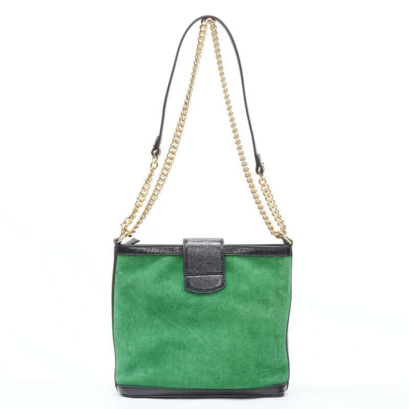 Gucci Applique Chain Bag Green Suede Very good condition - Box View