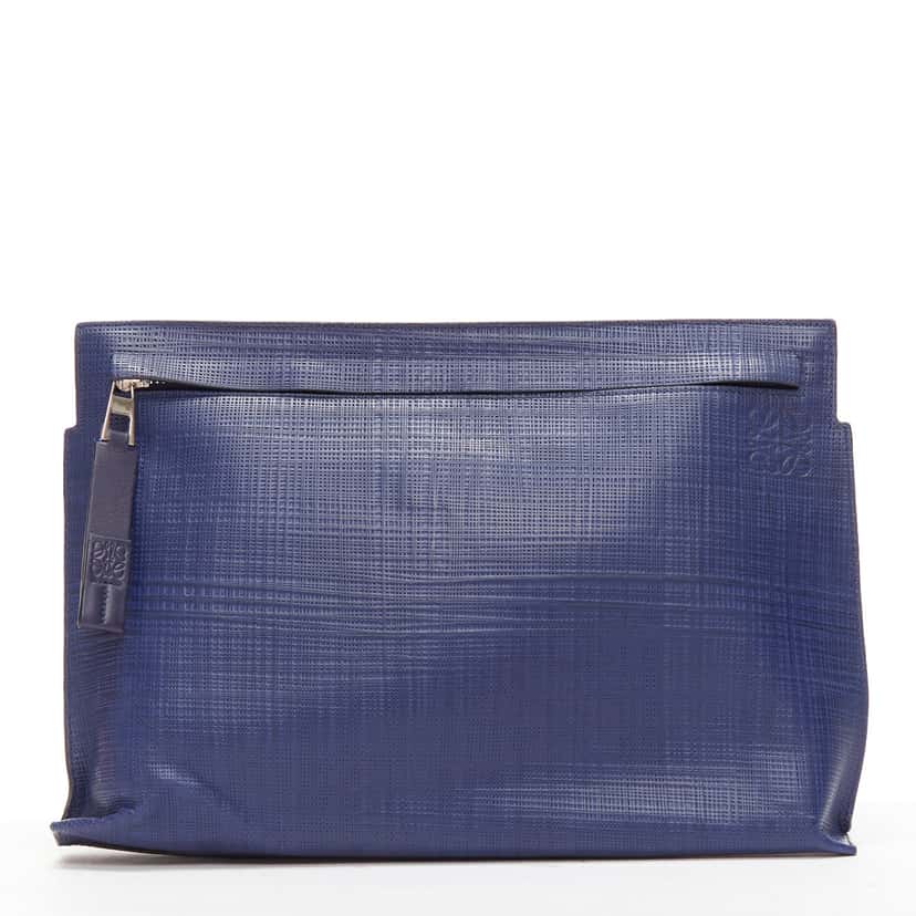 Loewe T Pouch Navy Leather Good condition - Front View