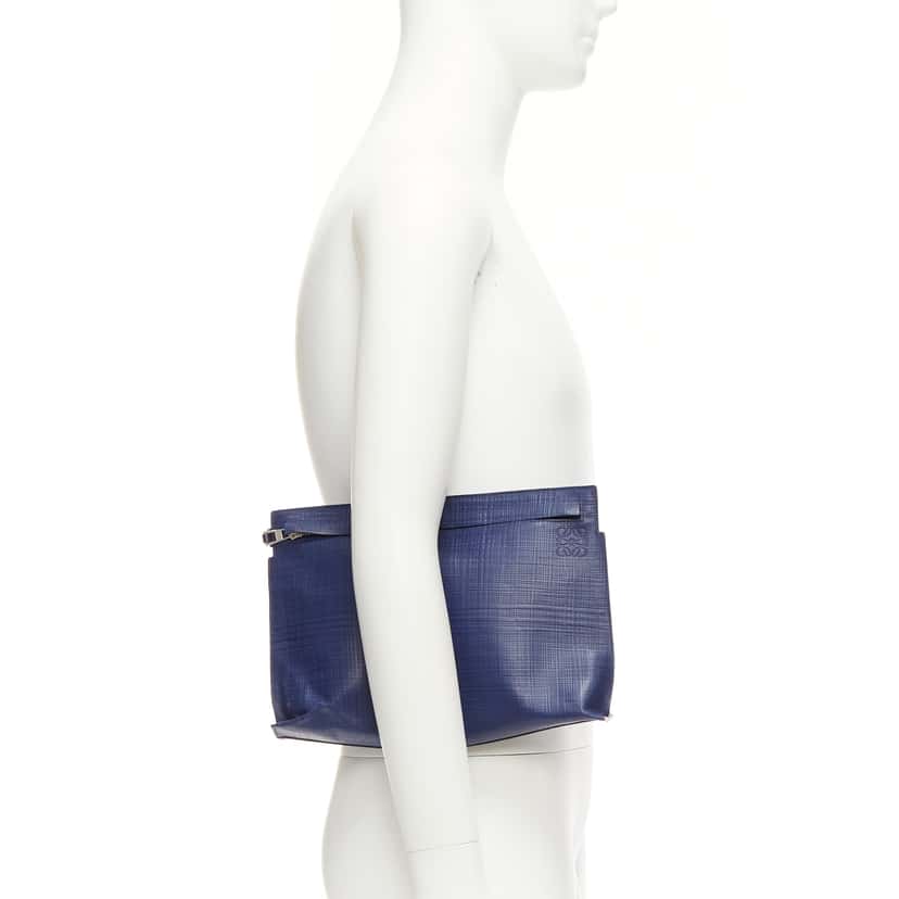 Loewe T Pouch Navy Leather Good condition - Back View