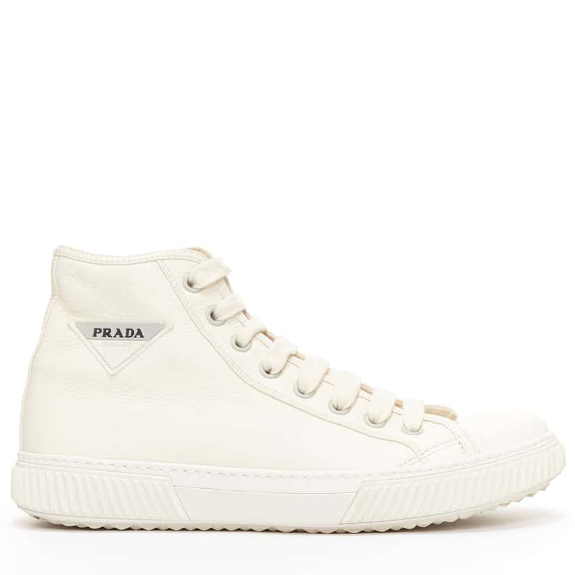 Prada Triangle High Tops White Leather Good condition - Front View