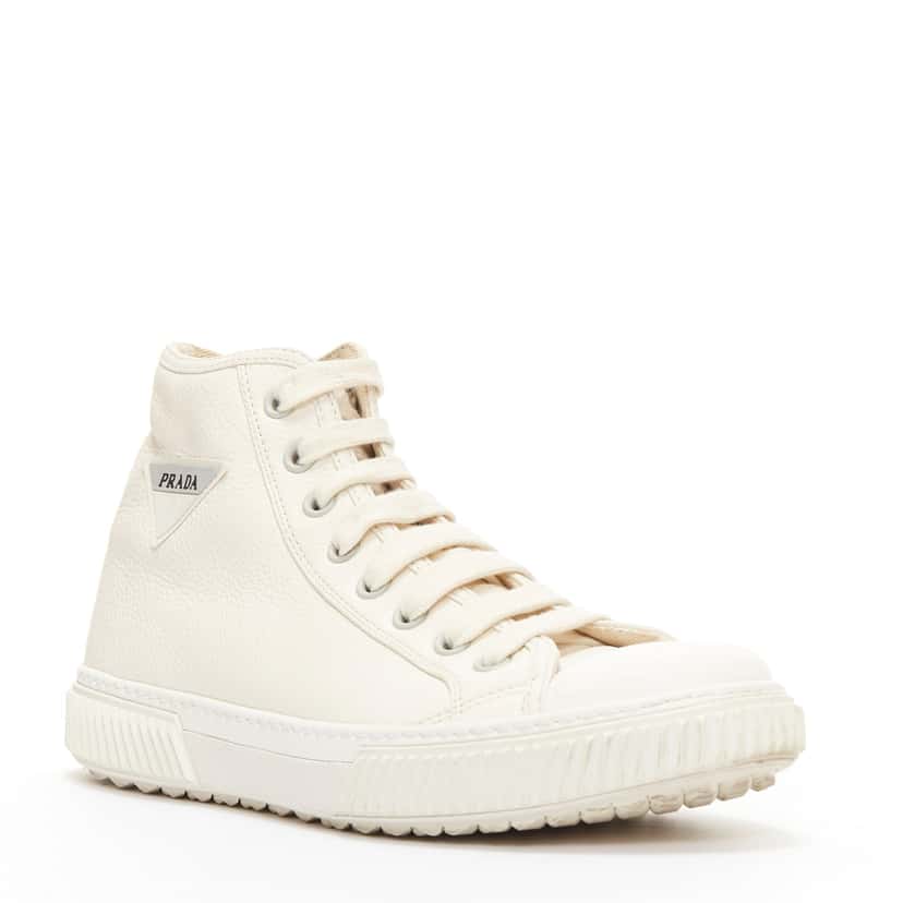 Prada Triangle High Tops White Leather Good condition - Inside View