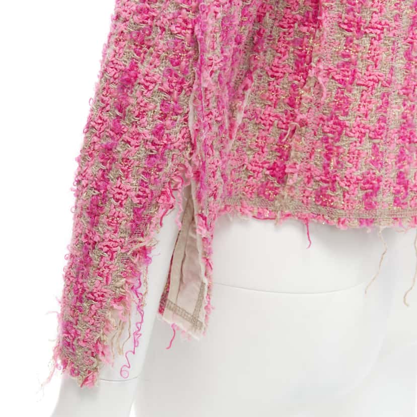 Junya Watanabe Pink Distressed Tweed Jacket Pink Linen Very good condition - Back View