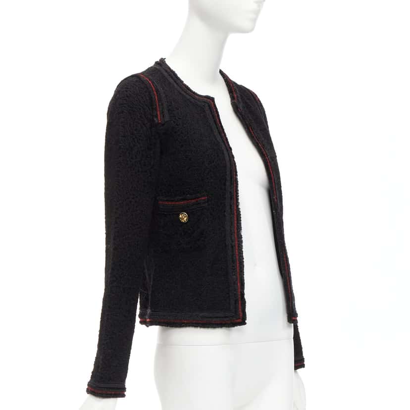 Chanel Black Tweed CC Jacket Black Wool Very good condition - Inside View