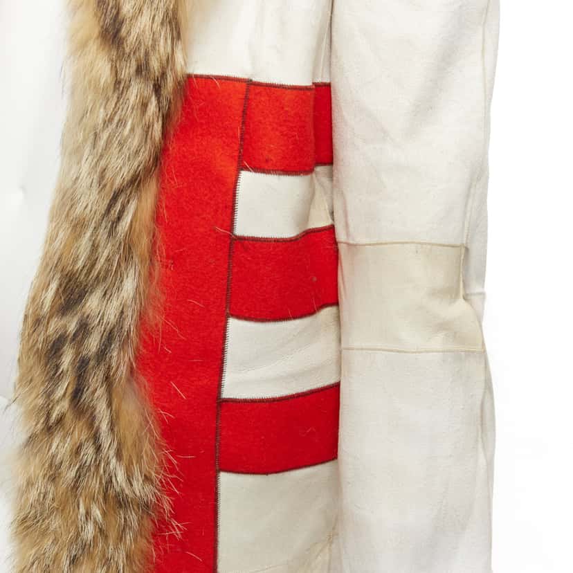 Balenciaga Cream Fur Longline Coat Brown Fur Fair condition - Back View
