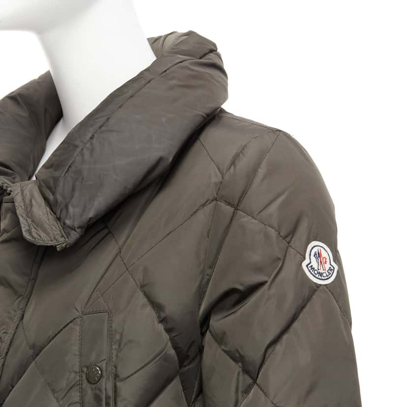 Moncler Khaki Frill Hem Coat Khaki Polyamide Never worn - Back View