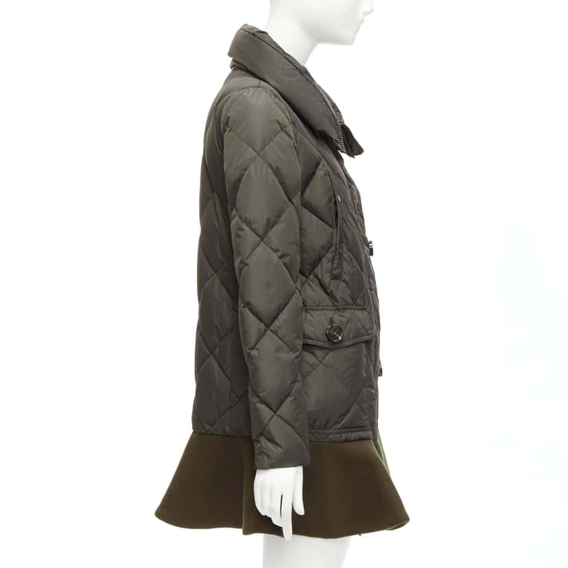 Moncler Khaki Frill Hem Coat Khaki Polyamide Never worn - Box View