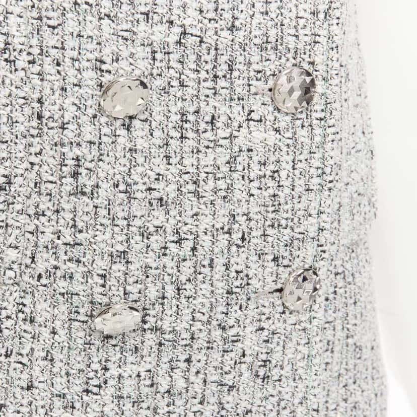 Chanel Silver Tweed Cuff Jacket Grey Cotton Very good condition - Back View